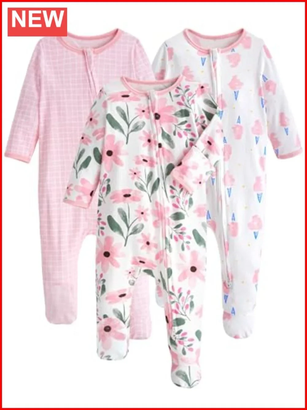Organic Cotton Baby Footie Pajamas 2-Way Zip Sleeper Newborn